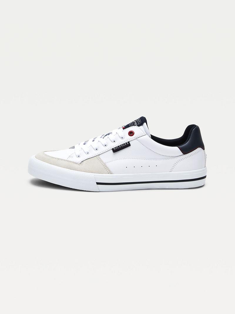 Férfi Tommy Hilfiger Hilfiger leather Sneaker Fehér | HU 1403NWY